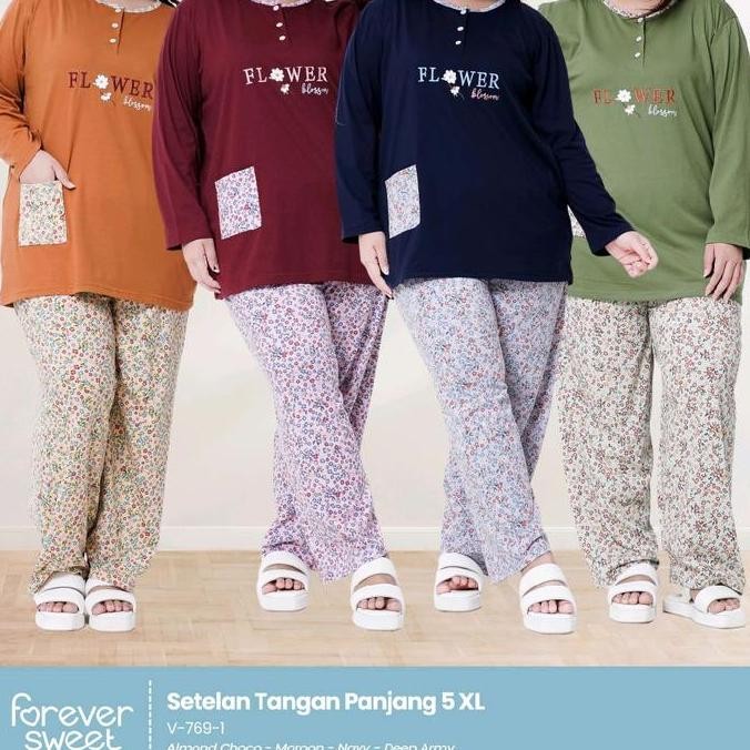 Baju Tidur Wanita Forever Jumbo 5Xl Pp Baju Panjang Celana Panjang Co