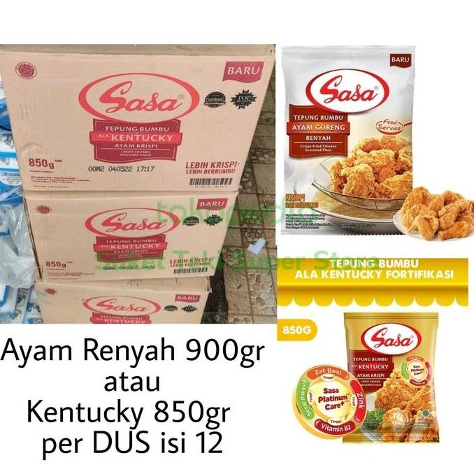 

Sasa Tepung Ayam Goreng Renyah 900 Gr / Kentucky 850 Gr Per Dus Isi 12