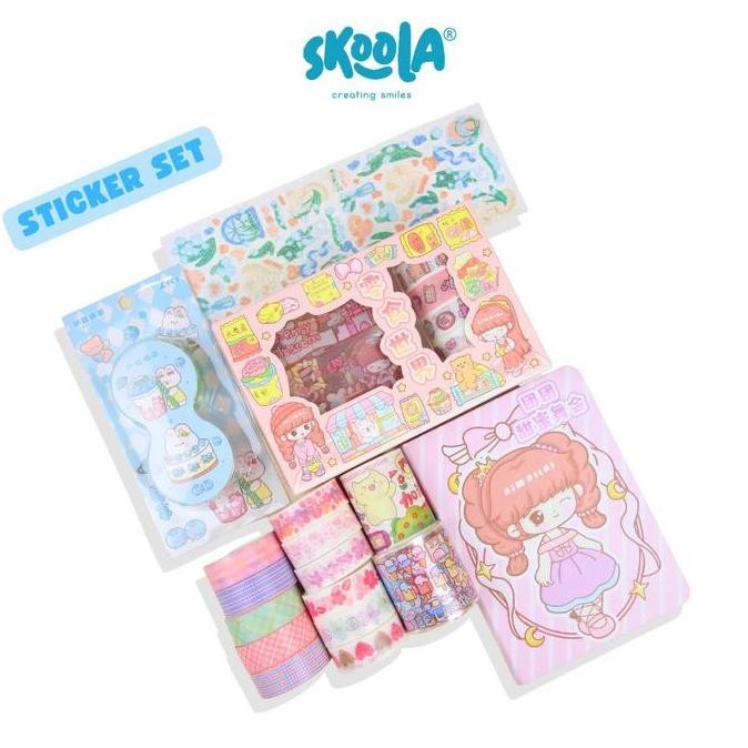 

Skoola Stationery Sticker Set Notebook Jurnal Washi Paper Tape Finger Tap Stiker Anak Perempuan Kado Ulang Tahun Christmas Hampers - Washi