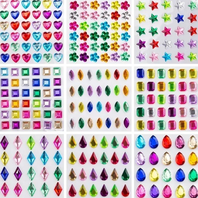 

Heart/Flower/Star/Drop/Square/Boat/Diamond Self Adhesive Rhinestone Sticker Gems/Adhesive Stick On Diamantes For Craft #044031