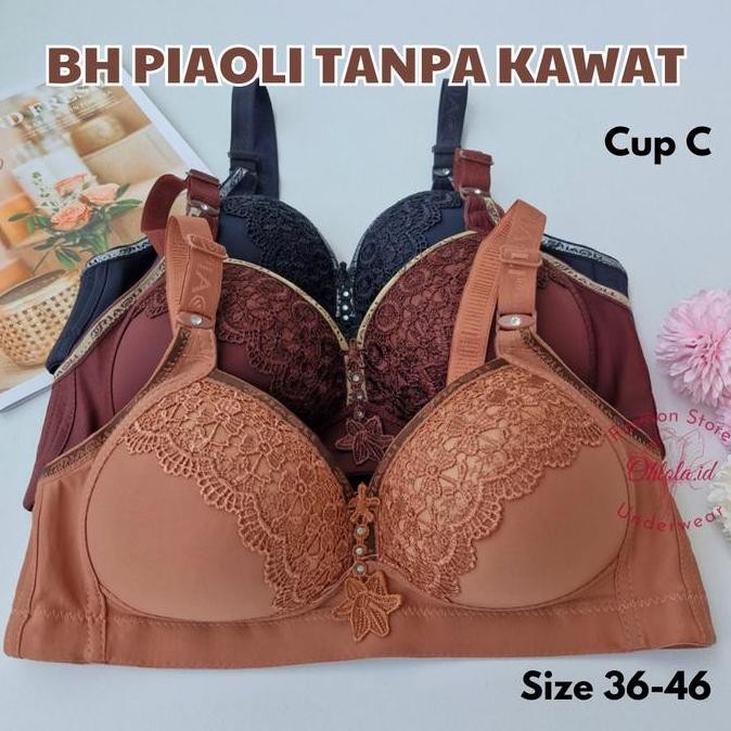 3 Pcs Bh Piaoli Bra Wanita Dewasa Katun Tanpa Kawat Polos