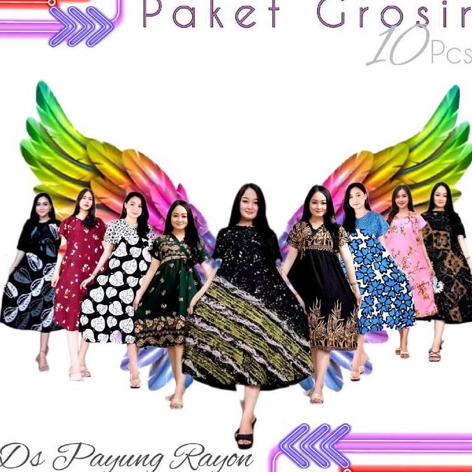 Paket Usaha Daster Hemat Banyak Batik Rayon Busui Kancing Motif Dress Wanita Bumil Co