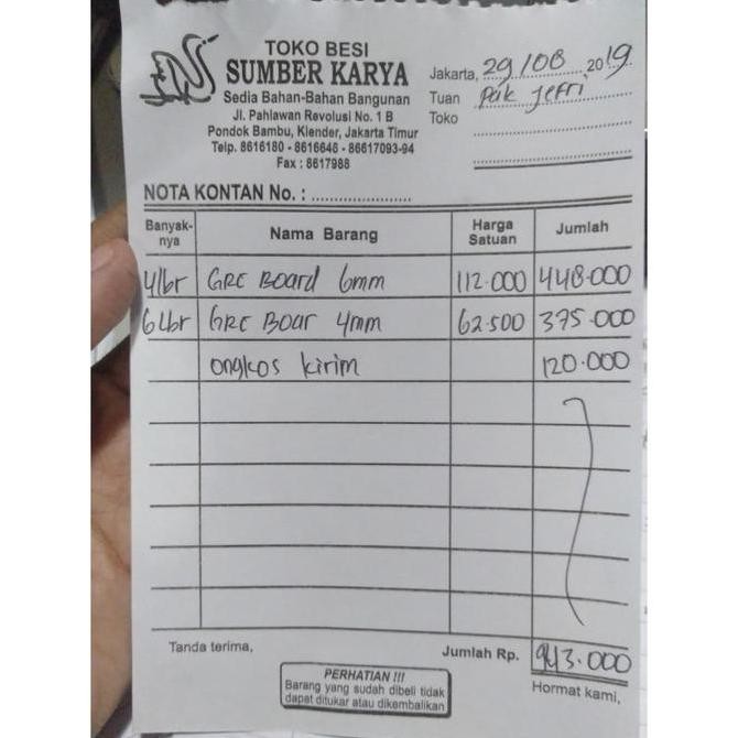 

Nota Bapak Jefri 29 Agustus 2019