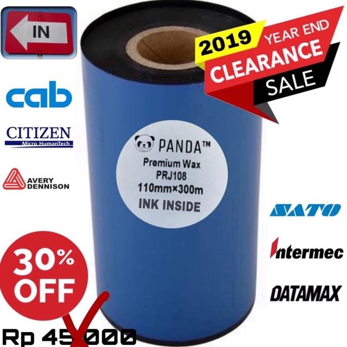 

JH8 110mmX300m Barcode Ribbon Wax (Face In) Panda Thermal Transfer Ribbon