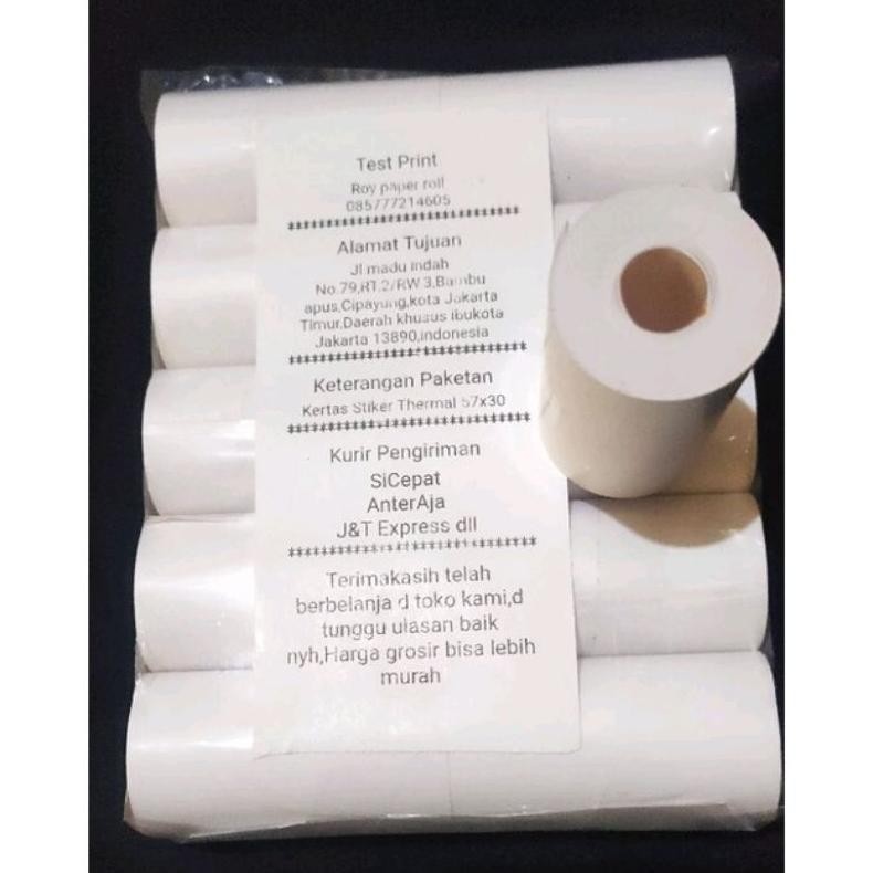 

JH8 Kertas Thermal Stiker Label 58 x 30mm Paket 10 pcs - Ada Gap Samping Mudah Kupas - Cocok Untuk Resi Pengiriman