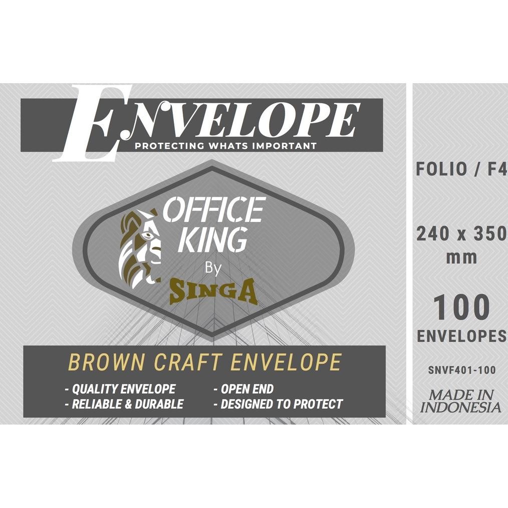 

JH8 AMPLOP COKLAT ENVELOPE F4 FOLIO 240X350MM ISI 100 OFFICE KING BY SINGA