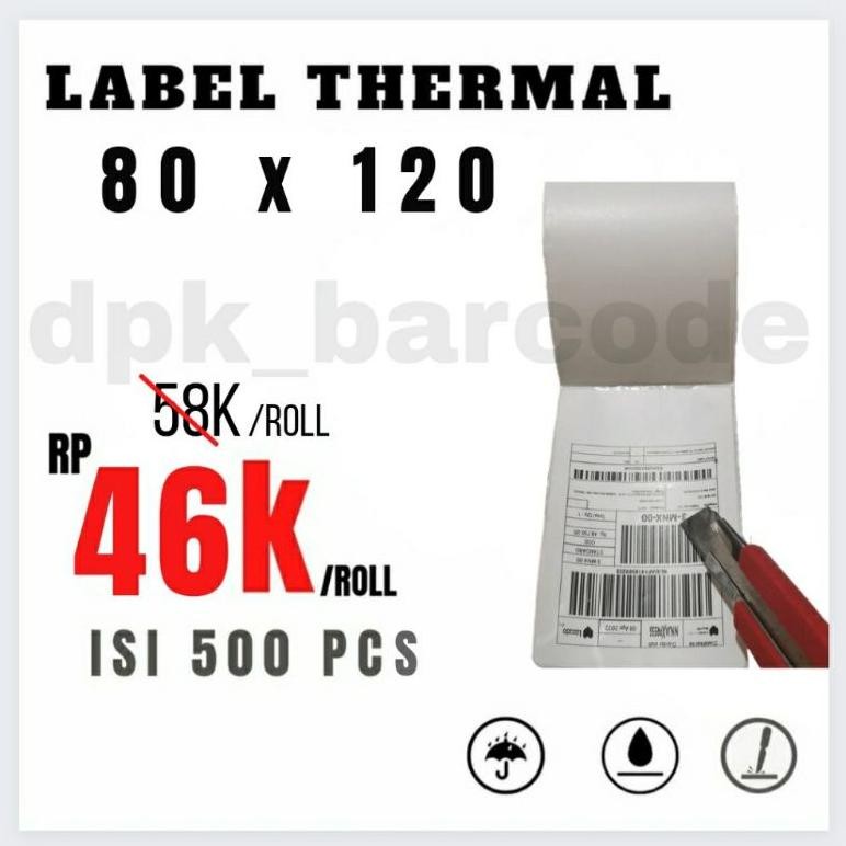 

JH8 Label Thermal 80x120 isi 500pcs, Kertas Thermal 80x120, Kertas Resi 80x120, Label Thermal 80x120, Barcode Label 80x120 core 1 inch
