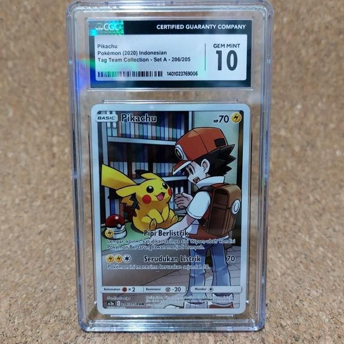 Pikachu CHR CGC 10 Gem Mint 206/205 pokemon Indonesia tag team Rare Original