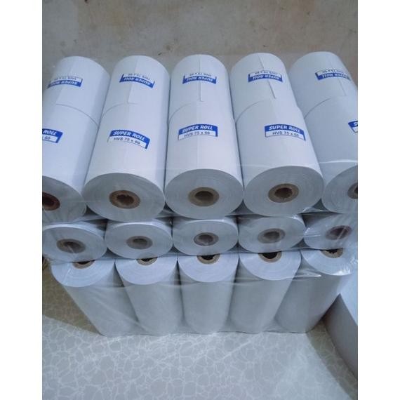 

JH8 KERTAS KASIR SETRUK HVS 1PLY 75x60mm paket 10 roll Printer Dontmatrik