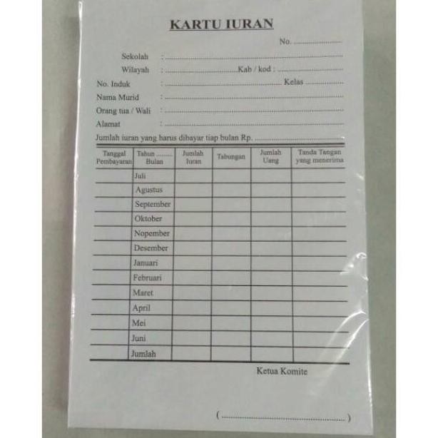 

JH8 Kartu Iuran Siswa / Bayaran Sekolah - SPP / BP3