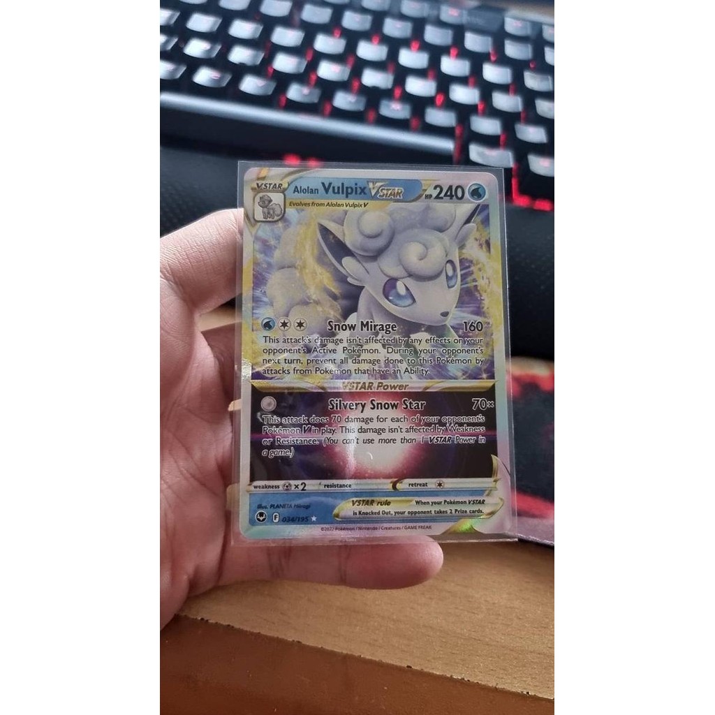 Alolan Vulpix VSTAR - 034/195 - Ultra Rare Sword & Shield: Silver Temp Rare Original