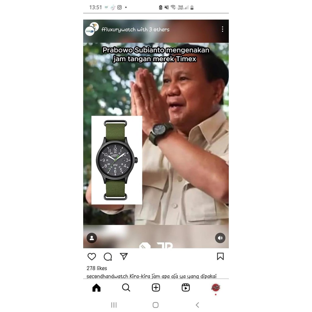 new  Timex TW4B04700, Men Expedition Green Nylon Watch Scout Indiglo presiden prabowo subianto