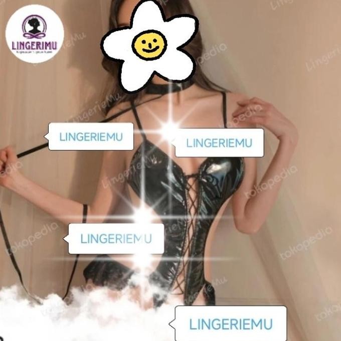 Bikini Sexy Latex Kilap Set Gelang Leher Co