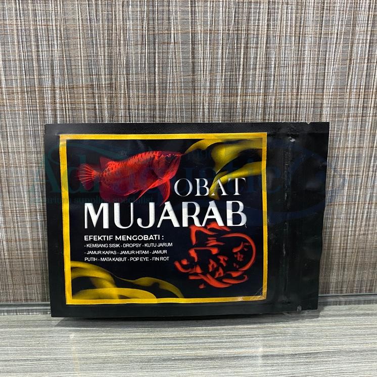MUJARAB 5GR OBAT IKAN ARWANA KEMBANG SISIK DROPSY KUTU JARUM JAMUR KAPAS HITAM PUTIH MATA KABUT POP 