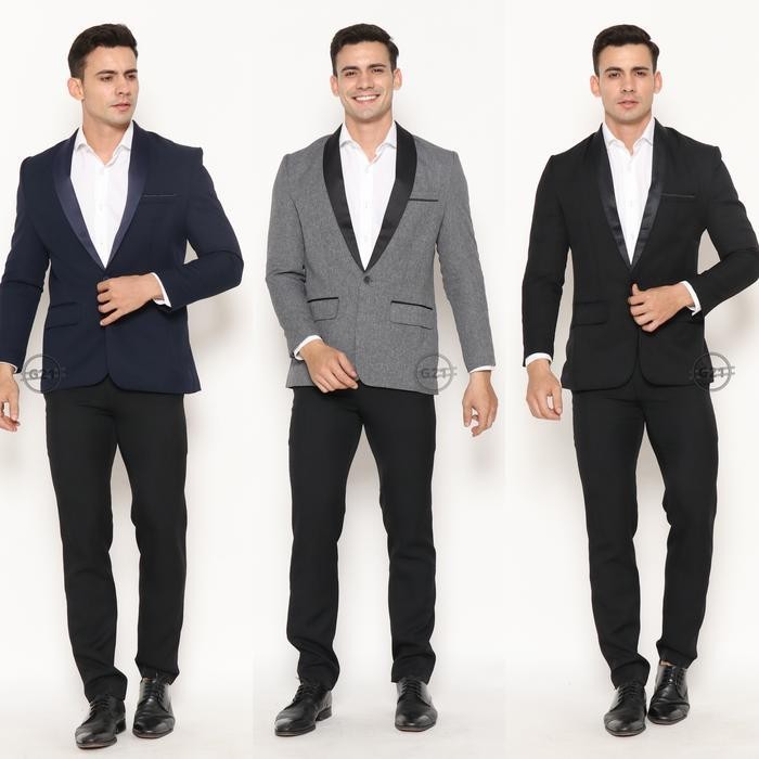 Jas Pria Slim Fit Formal Hitam Tuxedo Kancing Satu Premium High Quality Baju Jas Pengantin Nikah Wed