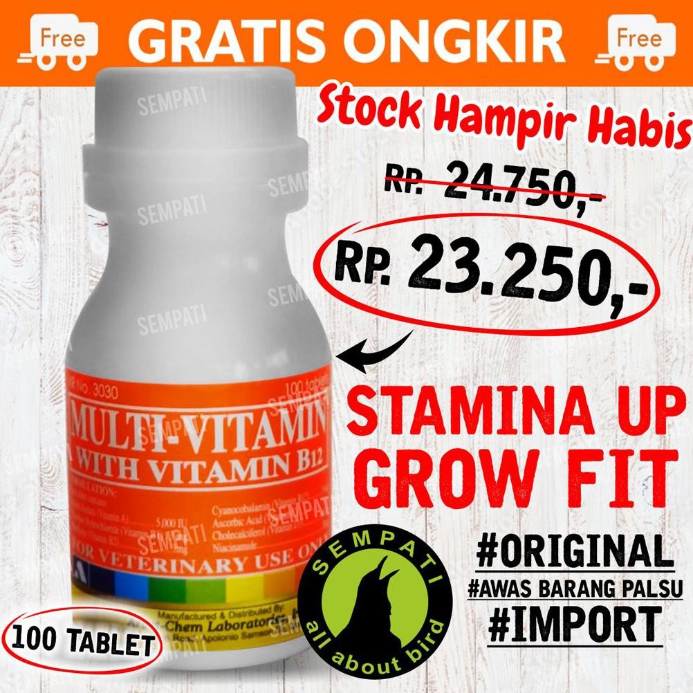 SEMPATI Multivitamin Ayam B12 Arvet Chem 100 Tablets Import Filipina Vitamin Tulang Otot Stamina Tam