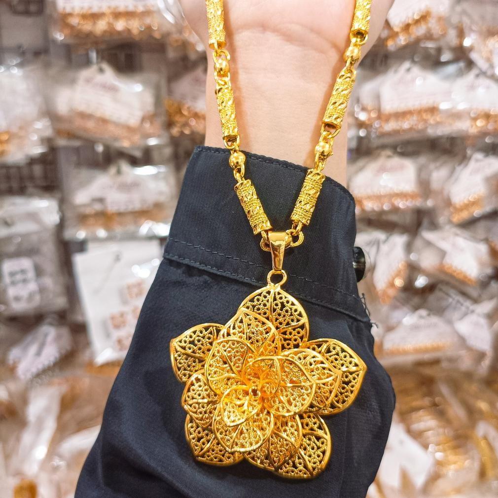 Kalung+Liontin(50cm)kendari Perhiasan Aksesoris Titanium Asli Wanita Anti Karat Emas Gold Xuping Ran