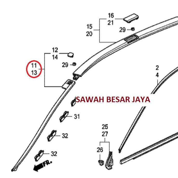 Karet List Lis Garnish Moulding Molding Kaca Besar Depan Bagian Samping Kiri Kanan Honda Crv Cr-V Re