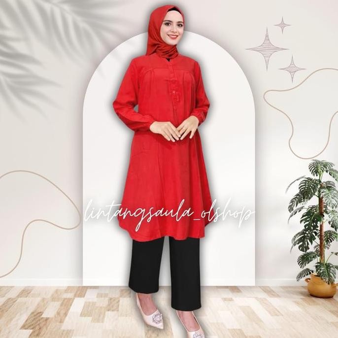 Tunik Polos Viscose Jumbo Merah Cabe
