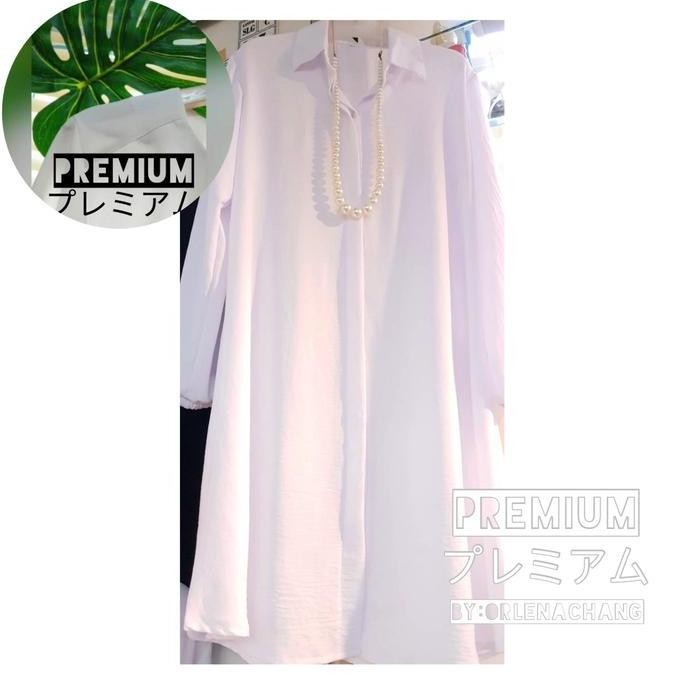 Premium Kemeja Putih Wanita Long Tunik Airflow Import Isyana