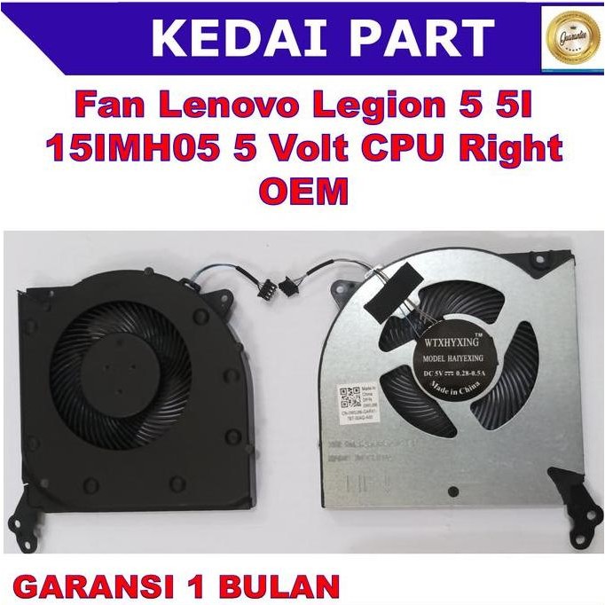 Fan Lenovo Legion 5 5I 15Imh05 5-15Arh05 R7000 Y7000 (2020) 5 Volt Cpu New Stok
