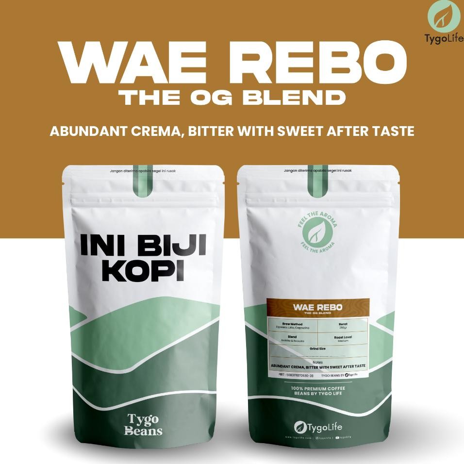 

Tygo Beans Wae Rebo Kopi 250Gr House Blend Robusta Arabika Lokal Berkualitas Espresso Manual Brew Coffee Bubuk Kopi