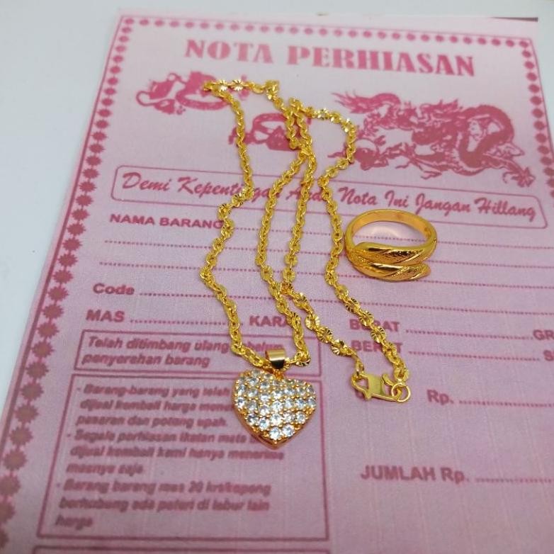 Kalung Emas 3 gram kadar 88.9, Kalung emas muda bonus cincin Anti luntur anti karat,kalung titanium 