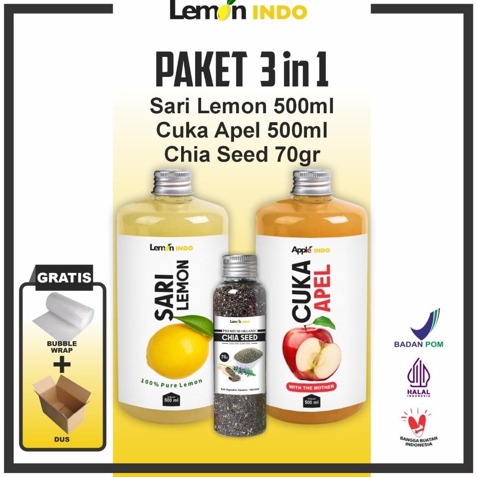 

Paket Sehat 3In1 Sari Lemon Ml Cuka Apel Ml Chia Seed 70Gr Detox Sehat Jsr