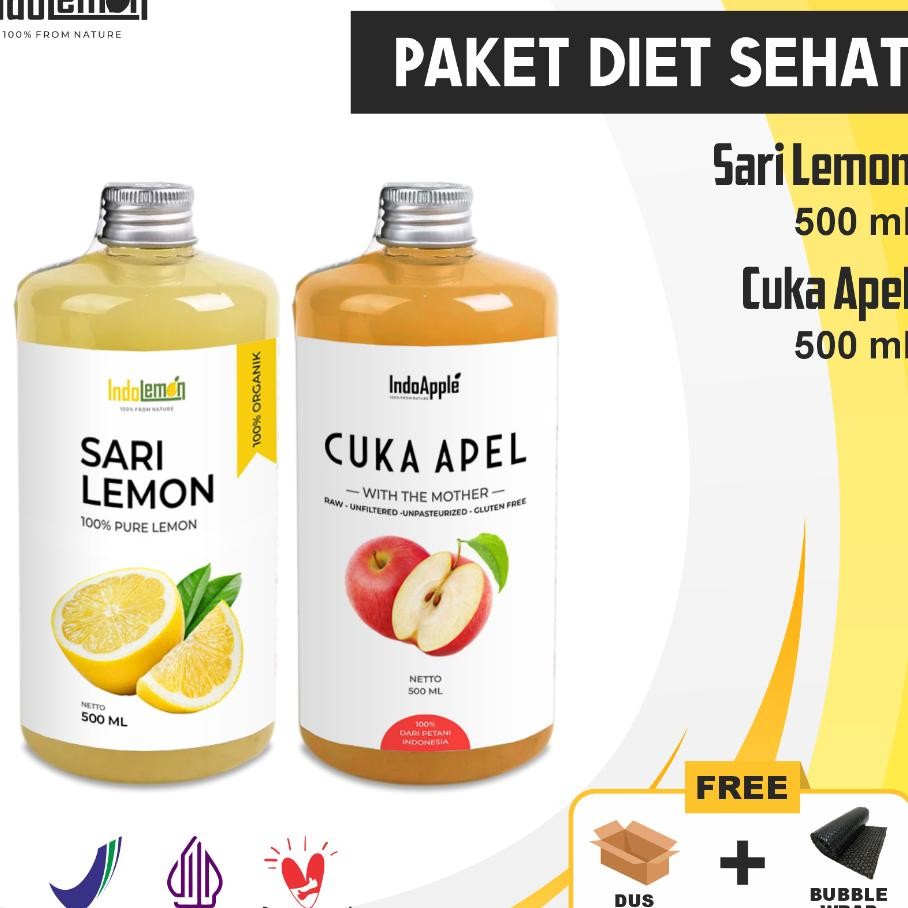 

Indolemon Paket Sehat 2In1 Sari Lemon Murni Ml Dan Cuka Apel Ml Halal Dan Bpom