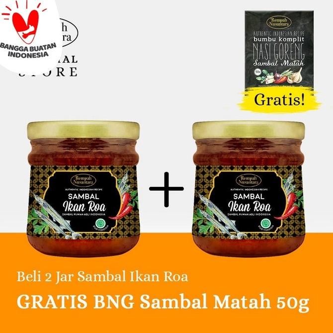 

TERLARIS (FREE BUMBU NASI GORENG SAMBAL MATAH 50G) 2 X SAMBAL ROA 120G JAR Siap kirim