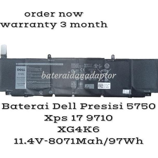 Baterai Dell Presisi 5750 Xps 17 9700 9710 Xg4K6 New Stok