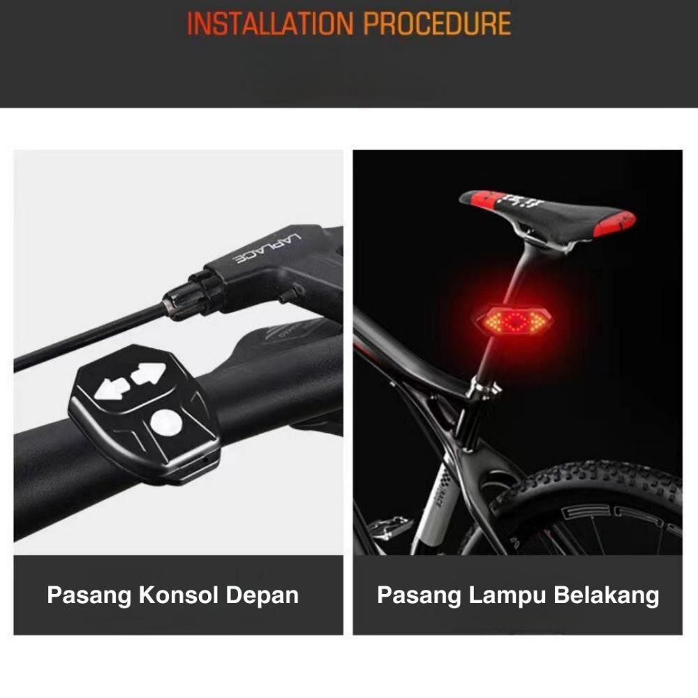 Lampu Belakang Sepeda Nirkabel USB Recharge Lampu Sein Sepeda Remote Control Peringatan Keselamatan
