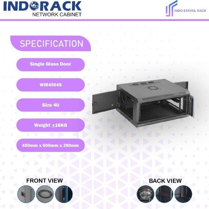 Indorack Wallmount Rack Wir4504S 4U 450Mm Rak Server Internet Wifi Pc New Stok