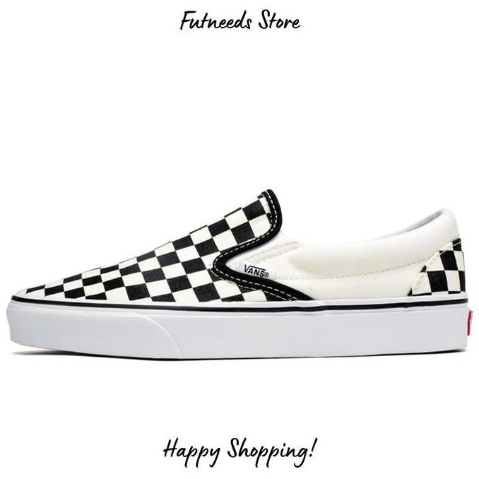 Vans Slip On Checkerboard Classic Black White Original Resmi Pt Navya (Best Quality)