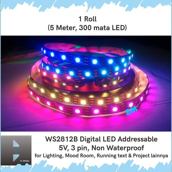 JH8 WS2812B WS2812 1 roll Smart LED Strip RGB Digital non waterproof Addressable RGB WS2812B 60/M 5 