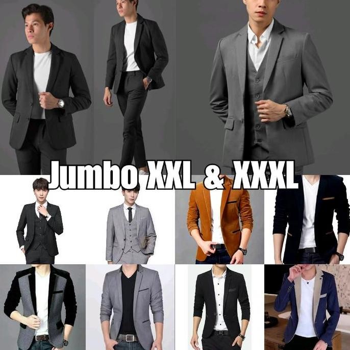 Jas Blazer Pria Jumbo Xxl Xxxl Formal Hitam Co