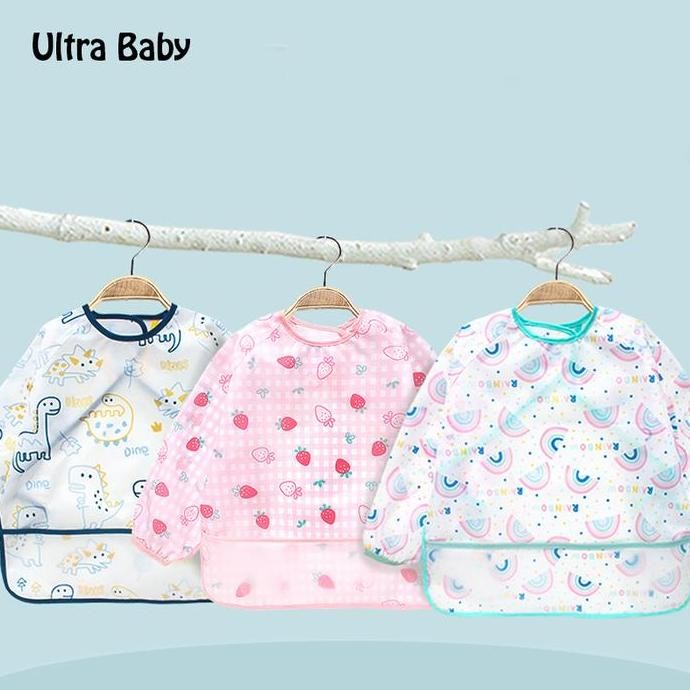 Ultra Celemek Makan Bayi Waterproof Anti Air Anak Lengan Panjang Bib Baju Blw Bagus Lucu Co