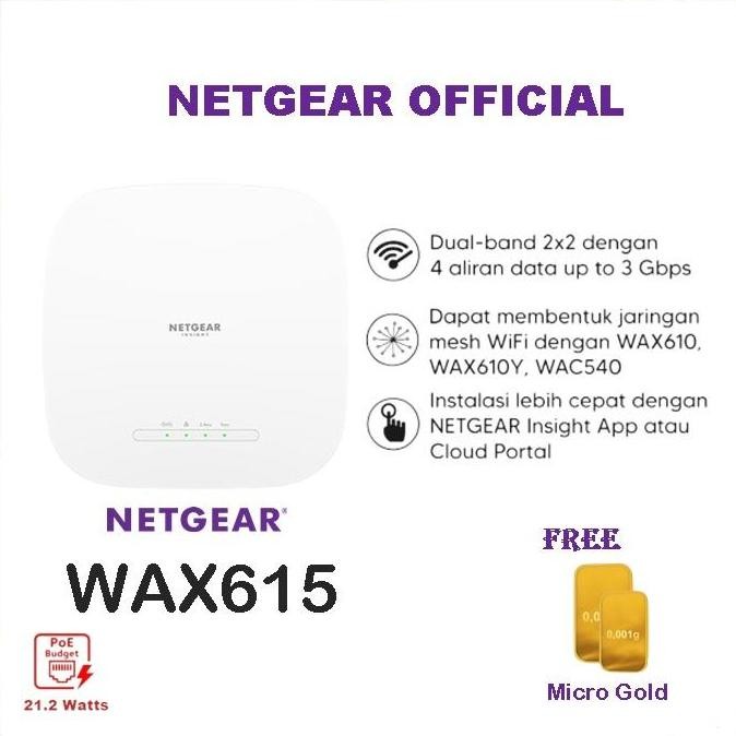 Netgear Wax615 Ax3000 Dual-Band Poe Multi-Gig Insight Managed Wifi 6 New Stok