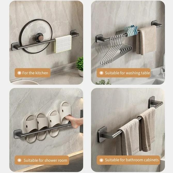 Vinnatsu 60/80CM Gantungan Handuk Kamar Mandi Tanpa Bor/ Gantungan Handuk Tanpa Bor - Rak Handuk Kam