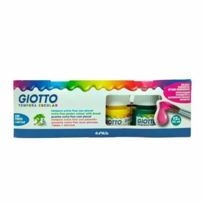 

Giotto Tempera Paint 25 ml Set 12 Warna Free Kuas Cat Poster Air Lukis