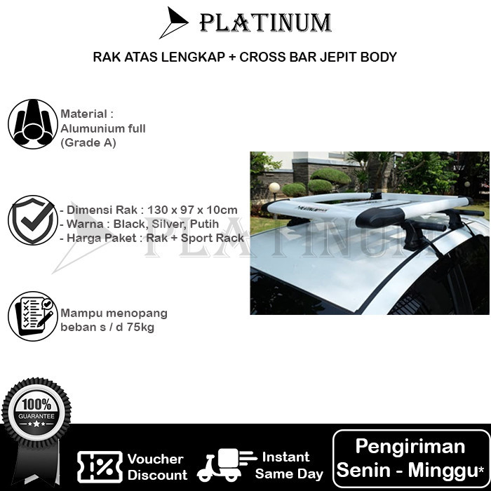 Ready RAK ATAS ROOF RACK BRIO RS SATYA LENGKAP + KAKI JEPIT BODI PLATINUM