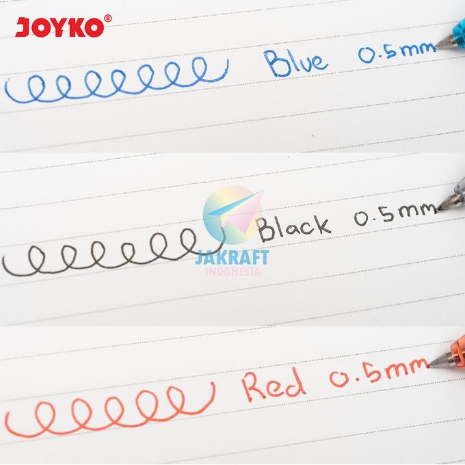 

Produk Baru!! Pulpen Gel Pen Klik JOYKO GP-265 Q GEL Hitam Black / Biru Blue / Merah Red Tebal 0.5 mm Anti Macet Luntur