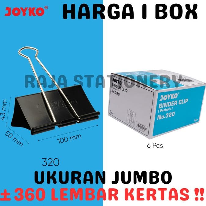 

sale! joyko binder clip 320 100mm jumbo / klip penjepit kertas besar no.320