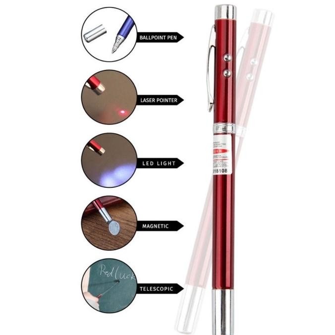 

Produk Baru!! Pulpen Multifungsi 5 in 1 Pen Laser Pointer Telescopic LED Magnetic
