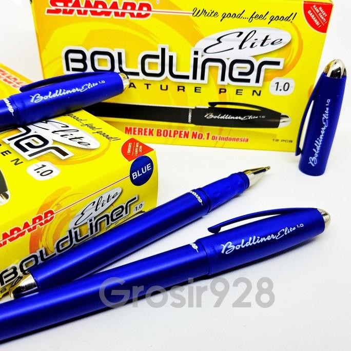

(Per 12) Pen / Pulpen Gel 1.0 Standard Bold Liner Elite Blue Stok Terbatas