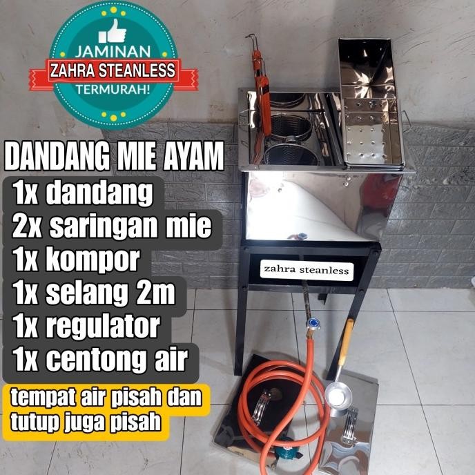 Siap Kirim DANDANG MIE AYAM 2 LUBANG KUAH SEKAT SET MEJA/ PANCI MIE PENTOL / TONG