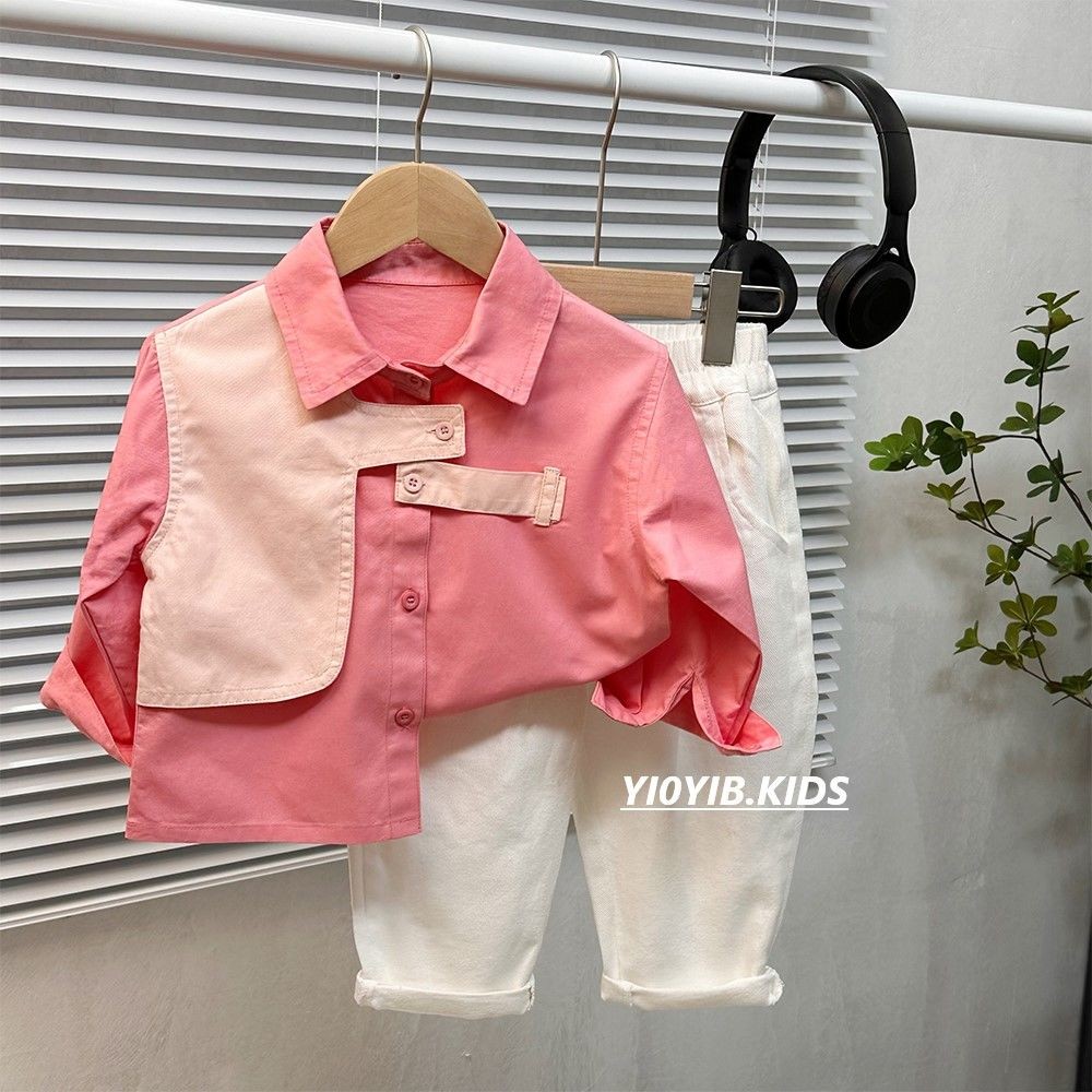 Jaket Kemeja Patchwork Gaya Korea Fashion Lengan Panjang Pria