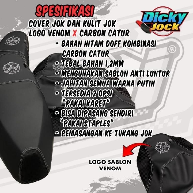 SALE Kulit Jok Motor Cover Jok Motor Logo VENOM X CARBON CATUR 3D Bahan Tebal Motor Beat,Vario,Nmax,