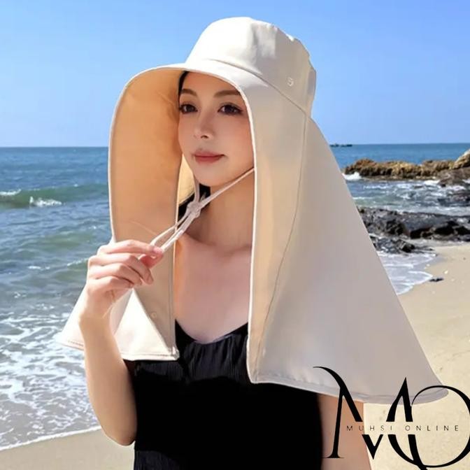 topi pantai topi wanita model jilbab anti uv