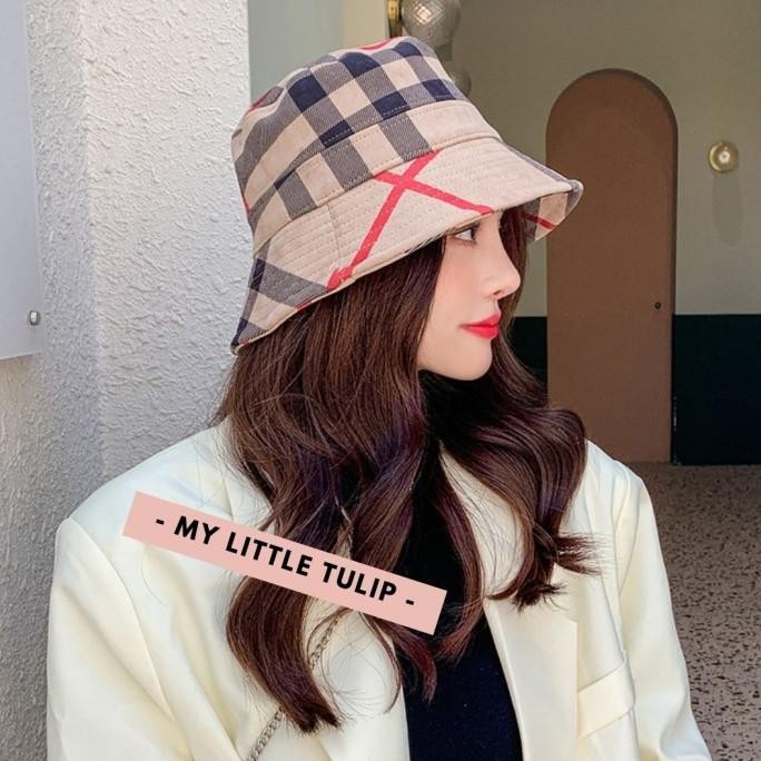 Topi Bucket Hat Wanita / Topi Casual Branded / Topi Buket Cewek Suede